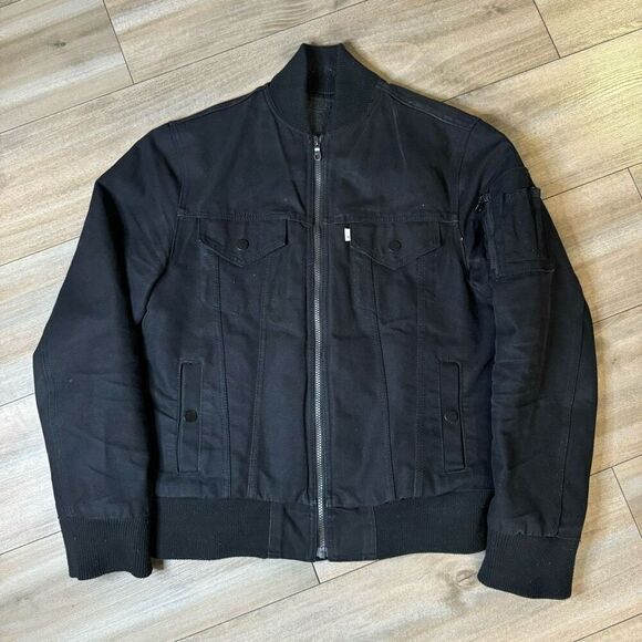 Levi’s Quilt-Lined Black Denim Bomber Jacket Men Medium‎ - Picture 1 of 4